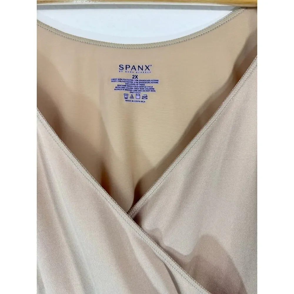 NWT Spanx Hide & Sleek Criss Cross Cami 2X Beige Tan Body Shaping Slimming Top